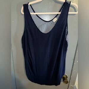 MERONA sz XL sleeveless tops navy blue front with geo pattern back